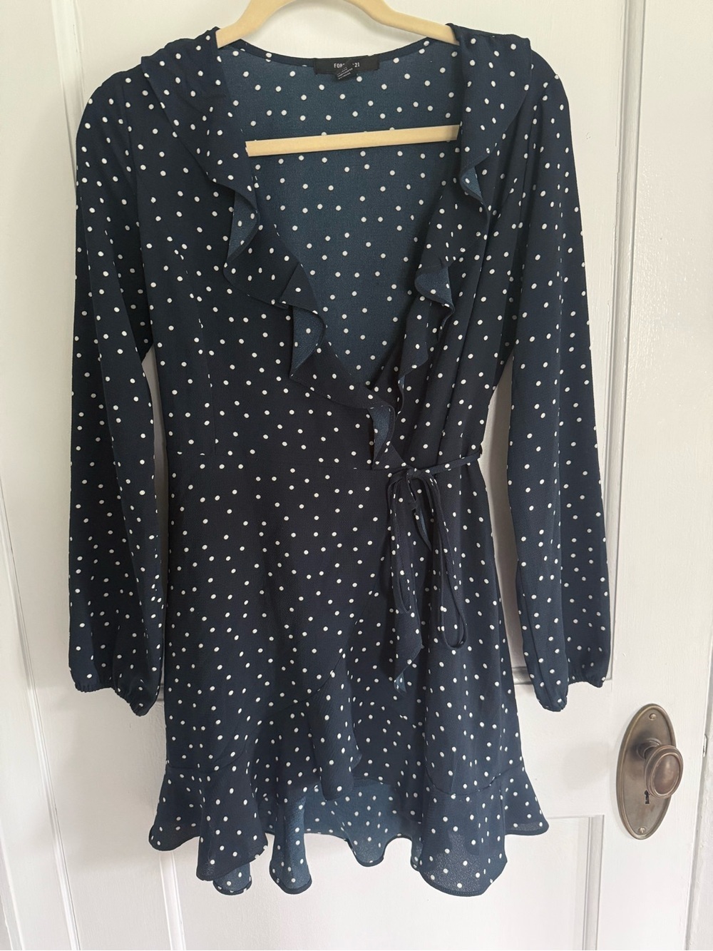 Forever 21 Polka Long Sleeve Wrap Dress
